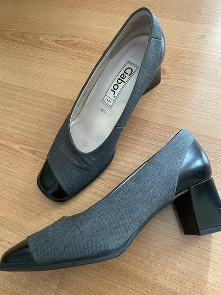 Women Gabor Heels Grey Leather 37.5 #7UTX