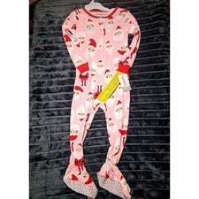 Carter's Pink Santa Footed Pajamas 24M Sleepsuit Holiday Christmas Sleepwear NWT