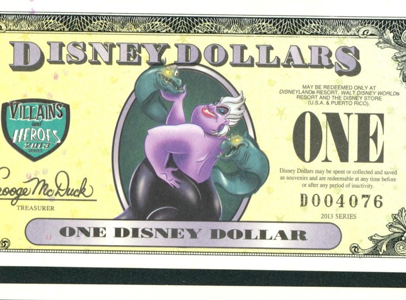 $1 2013 ((CHOICE CU)) Disney Dollars Villains and Heroes ** PAPER CURRENCY