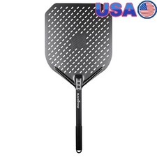 Perforated Aluminum Pizza Peel W/ Long Handle Outdoor Oven Baking Tool New