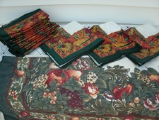 VTG Harvest Fall Pumpkin Decorative --Tablecloth Napkins--60 x 104"
