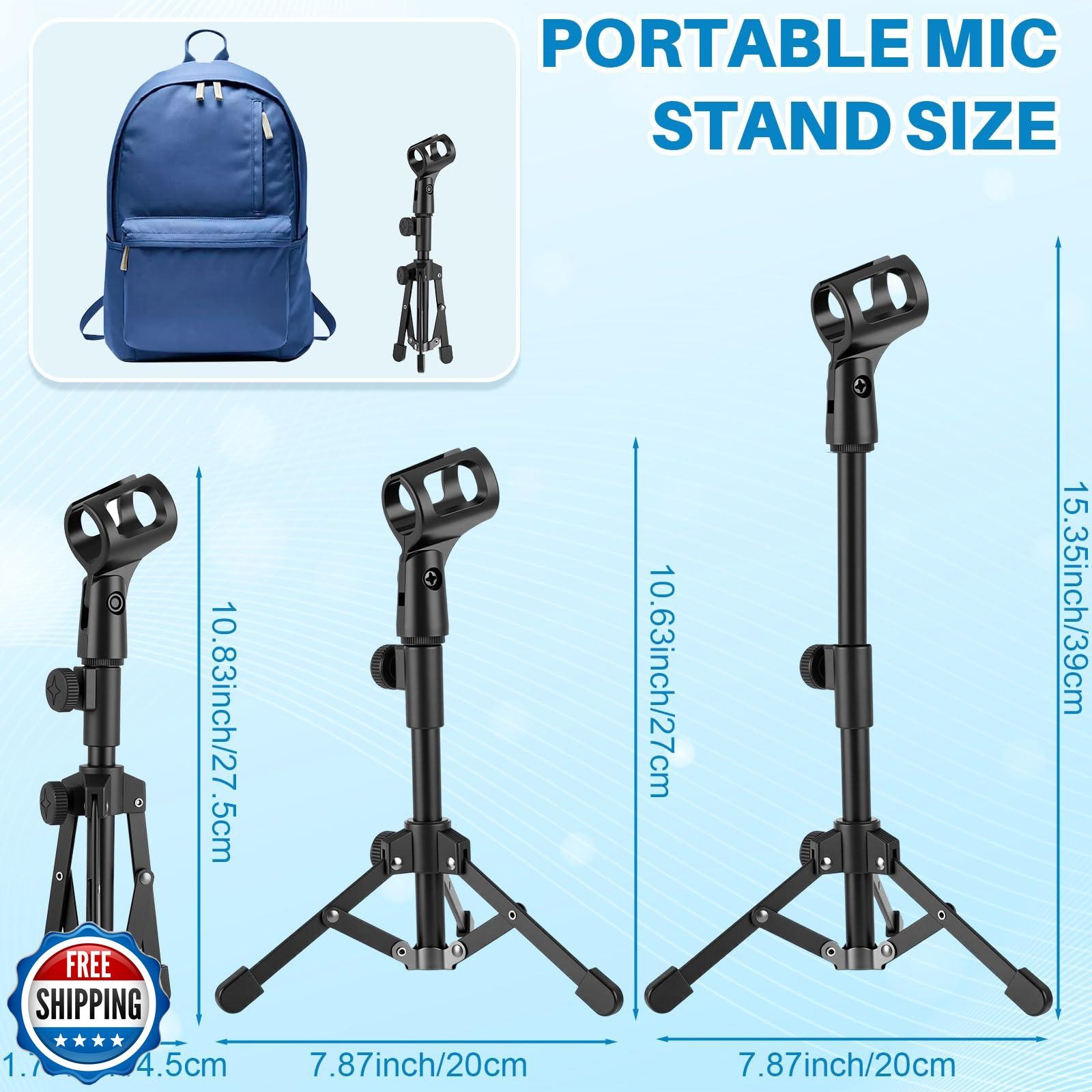 Relaxweex 4 Set Desktop Mic Stand Portable Foldable Adjustable Tabletop Micro