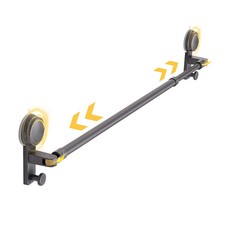 Suction Cup Towel Bar Rack for Bathroom, 19  33 Inch Adjustable No-Drill Bar, ...