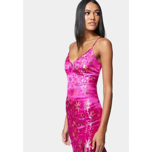 BEBE Floral Jacquard Midi Dress Phlox Pink {O34} - Picture 2 of 4