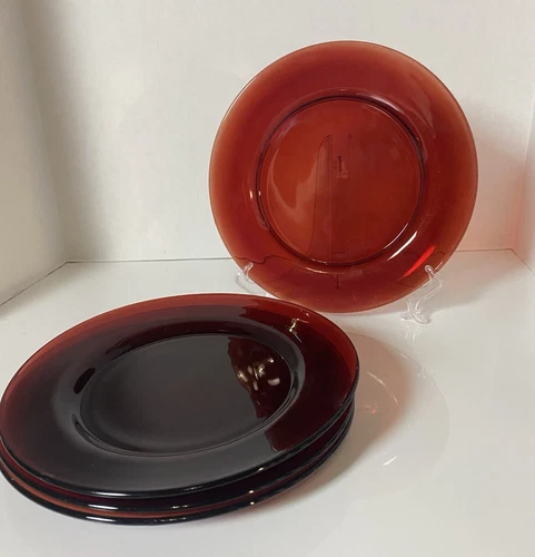 Set of 4 Vintage Anchor Hocking Royal Ruby Lunch/Salad Plates 8"