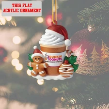 2025 Dunkin Donuts Christmas Gingerbread Hanging Tree Ornament 2d flat Gift Fans