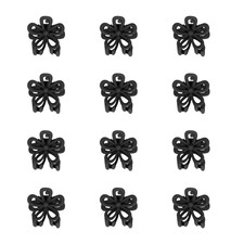 12 Pcs Mini Black Flower Hair Clips for Women Girls Cute Small Hair Barrettes Ti