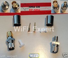 2 SMA RP-SMA MALE FEMALE Plug Crimp RG8 LMR400 RG213 RG165 Cable Connector