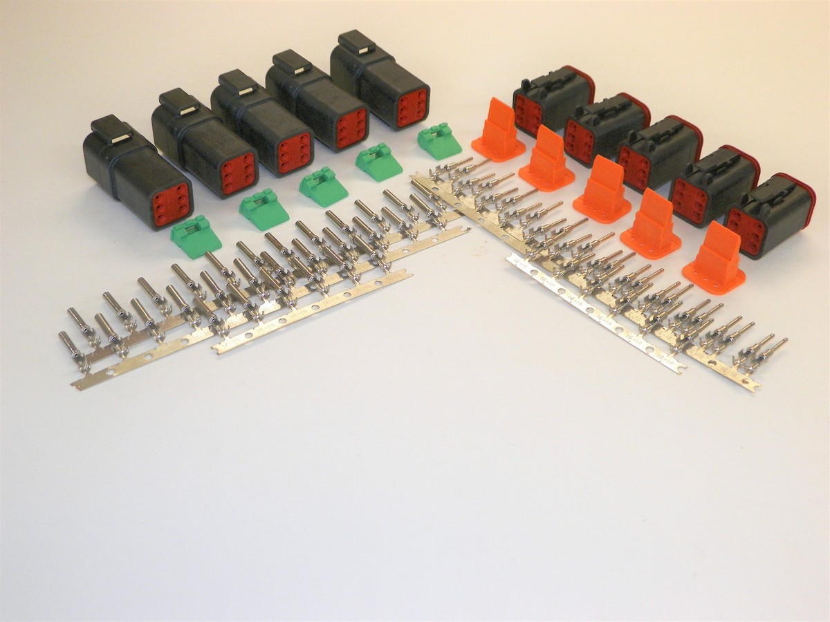 dtページ 5 sets BLACK Deutsch DT 6-Pin Connectors 16-18 ga AWG Stamped
