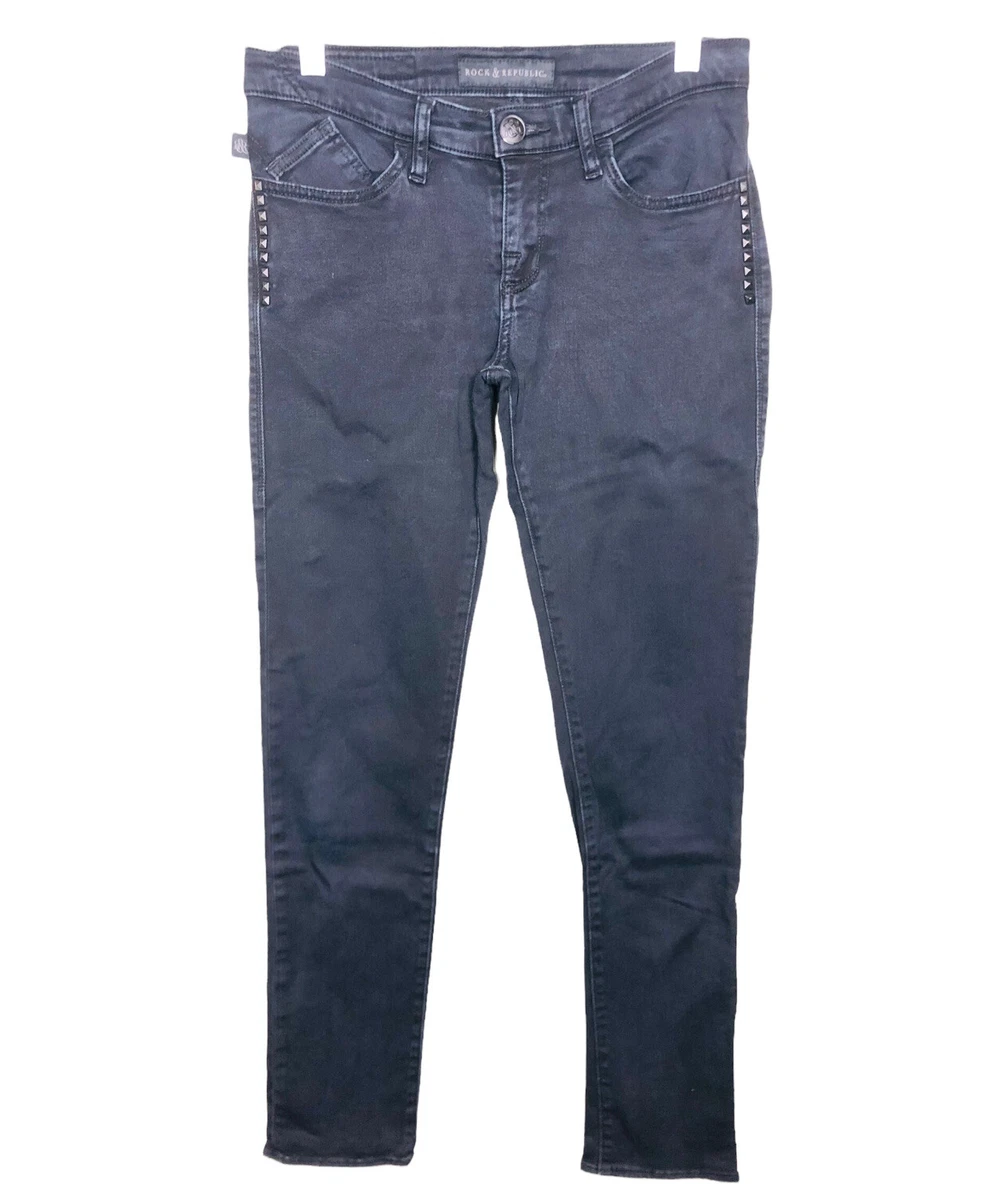 Rock Republic Skinny Jeans Size 8 Black 28x30 Dark Wash Zip Fly