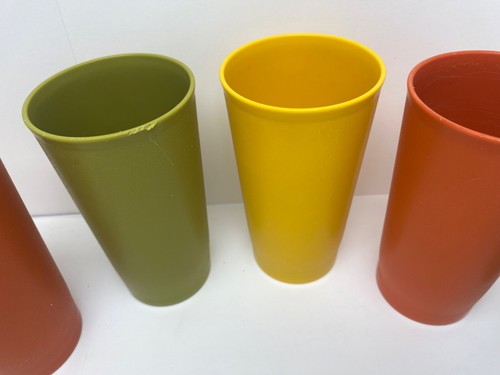 Lot of 6 Vtg Tupperware Stackable 12 oz Tumblers Glasses #873 Harvest Colors - Picture 7 of 19