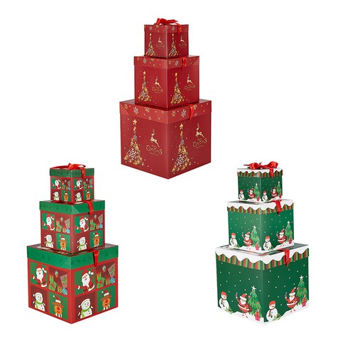 3Pack Stackable Christmas Nesting Gift Boxes Xmas Party Present Boxes Decor - Picture 16 of 16
