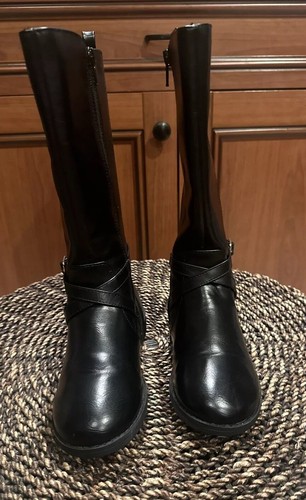 Kinder Place Mädchen hohe Stiefel schwarz mit Schnalle Größe 1 seitlicher Reißverschluss Kunstleder - Bild 2 von 18