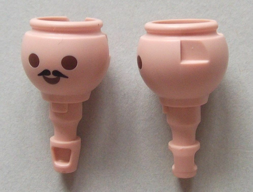 130313 Cabeza europeo bigote corto negro 2u Playmobil