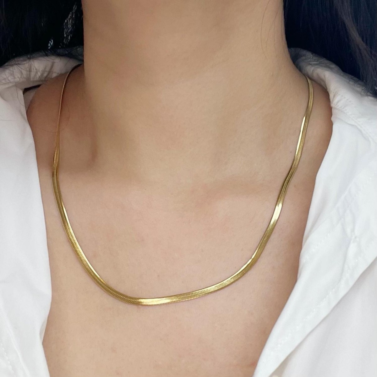 Minimalist Unisex Snake Chain Necklace Gold Stainless Steel