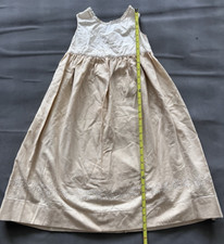 True Vintage EMBROIDERED Cream/Tan Girls Sleeveless Dress