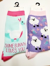 Set of 2- Easter Socks - sheep, Easter, bunny, Dinosaur NWT