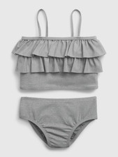 NWT Baby Gap Toddler Girls 3 Years 3T Silver Tankini Swim Suit Shiny Set UPF 50+