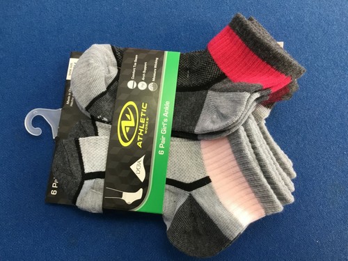 Girls' ankle socks (Athletic Works) arch support, S or M, gray multi-color 6 pk - Picture 5 of 7