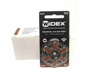 Widex hearing aid battery Size 312 (PR41) (10 X 6 = 60 Batteries) FREE SHIPPING