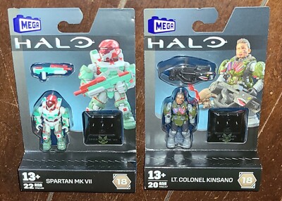 Lot of 2 Mega HALO 20pc LT. COLONEL KINSANO/22pc SPARTAN MK VII Mini Figures