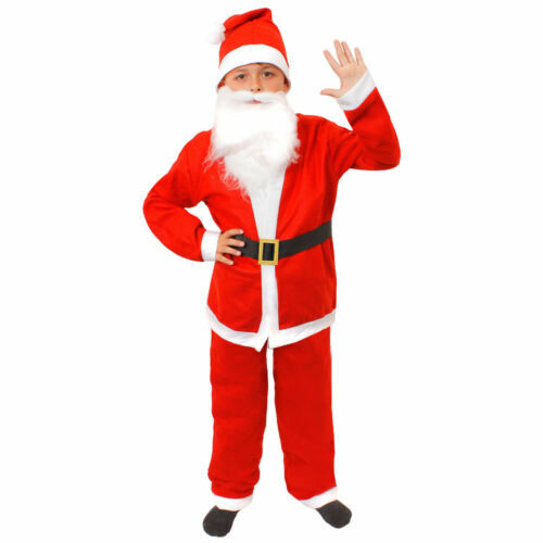 BOYS FATHER CHRISTMAS SANTA COSTUMES Suit Fancy Dress Childrens Outfit