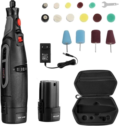 20Pcs Powerful Mini Detail Polisher Kit - Cordless Rotary Tool 12V Li-Ion Batter