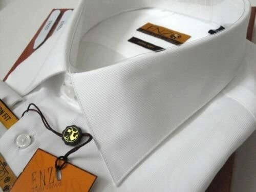 ENZO Italy Men's Dress Shirt White Pique FRENCH Cuff Sleeves - Picture 3 of 5
