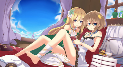 Anime girls hyperdimension neptunia blanc vert bare Playmat Game Mat Desk