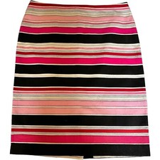 Talbots Pink Black Stripe Horizontal Pencil Skirt Size 8 Knee Length