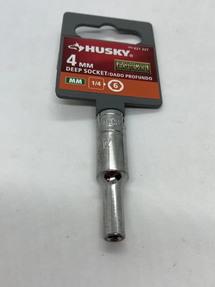 Lot Of 4 HUSKY 1/4 Inch Drive 6 Point Deep Metric Sockets Chrome Polished T1 - Image 4 of 4