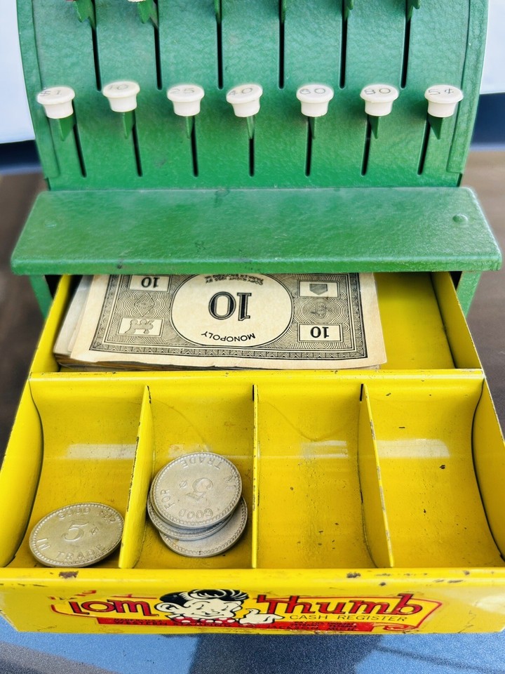 Vintage Tom Thumb Toy Cash Register Green Metal Western Stamping Co USA
