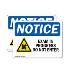 (2 Pack) Exam In Progress Do Not Enter OSHA Notice Sign Decal Metal Plastic