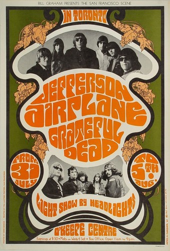1967 Jefferson Flugzeug Grateful Dead Fillmore Original Konzert Post 2. Druck - Bild 1 von 4