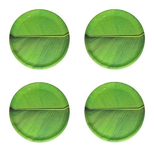 Traditional Style Banana Leaf Round Melamine Plate (12 Inch) Set of 4 FREE SHIP - Picture 4 of 4