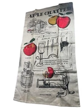 Vintage Kay Dee APPLE CHATTER Linen Retro Kitchen Farmhouse Tea Towel 17"x30"