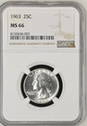 1963 25C Washington Quarter Dollar NGC  MS66  8159636-007