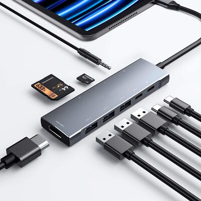USB C HUB für iPad Pro 9-in-1 Adapter iPad Pro M4 M2 M1 13 129 11'' iPad Air 5...
