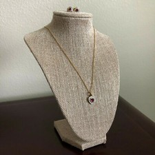 Unbranded Little Girls Heart Shape Fashion Necklace Earring Set Red Gold Tone