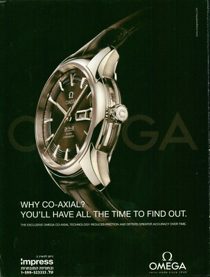 OMEGA Watch Magazine Print Ad CO-AXIAL CHRONOMRTER TECHNOLOGY VTG 1gp 2010
