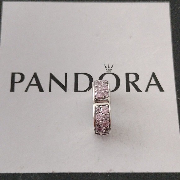 Pandora Sterling Silver Shining Elegance Clip with Pink Zirconia
