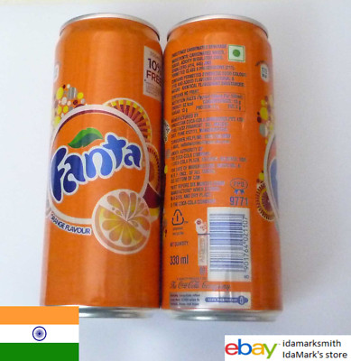 Empty FANTA ORANGE Coca-Cola can INDIA Orange 330ml Tall 2012 Soda