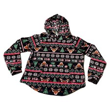 No Boundaries Hoodie Ugly Christmas Pullover Women's Junior LG 11-13 Velour Soft