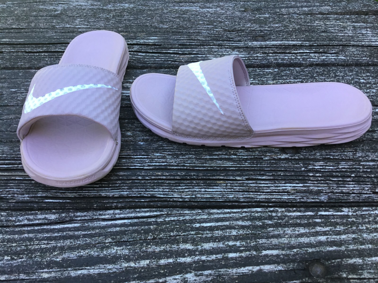 purple nike slides