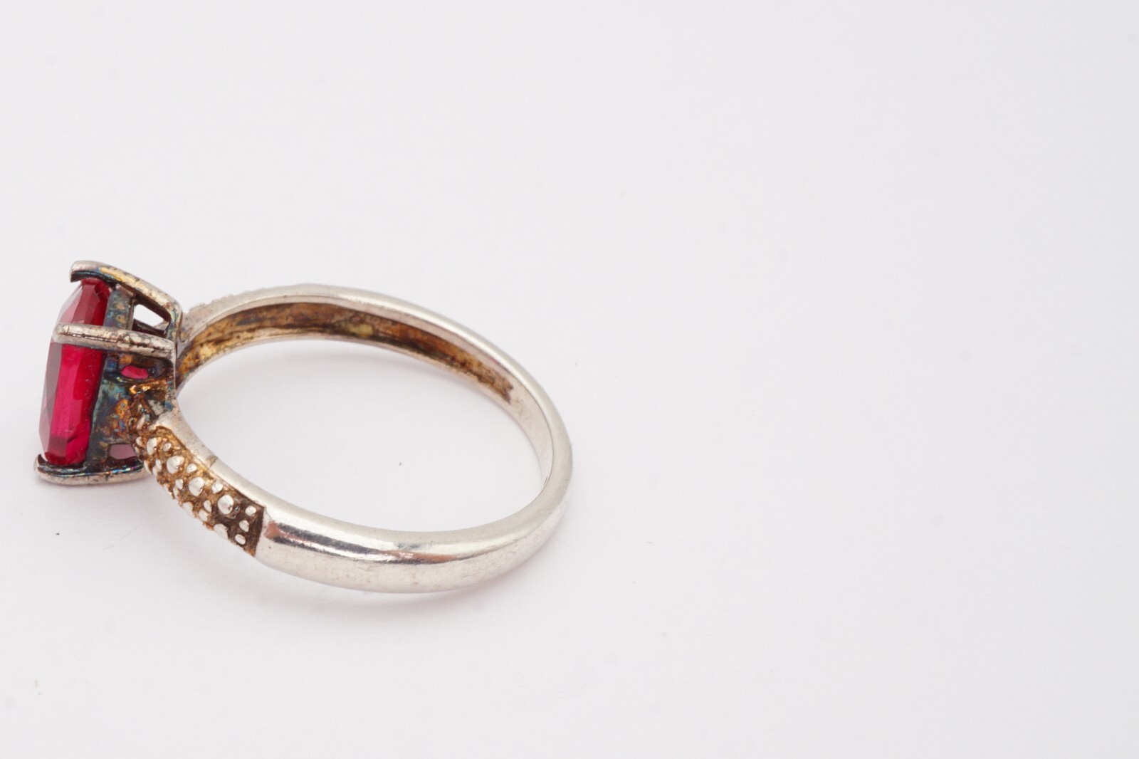 Sterling Silver 925 Lab-Created Ruby Ring Size 6.… - image 4