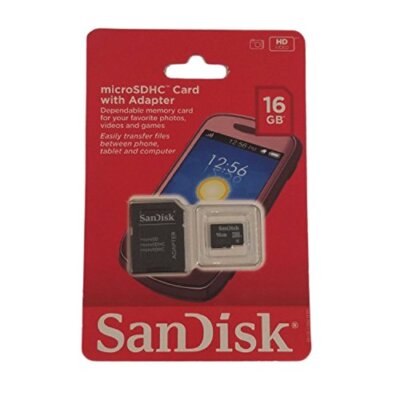 SanDisk MicroSDHC Card with Adapter 16GB SDSDQ-O16G-A46AC
