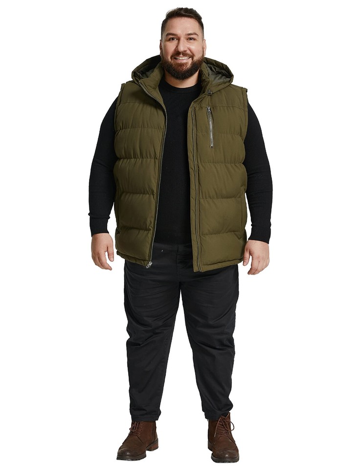 Soularge Men's Big and Tall Winter Warm Thicken Utility Puffer Vest ...