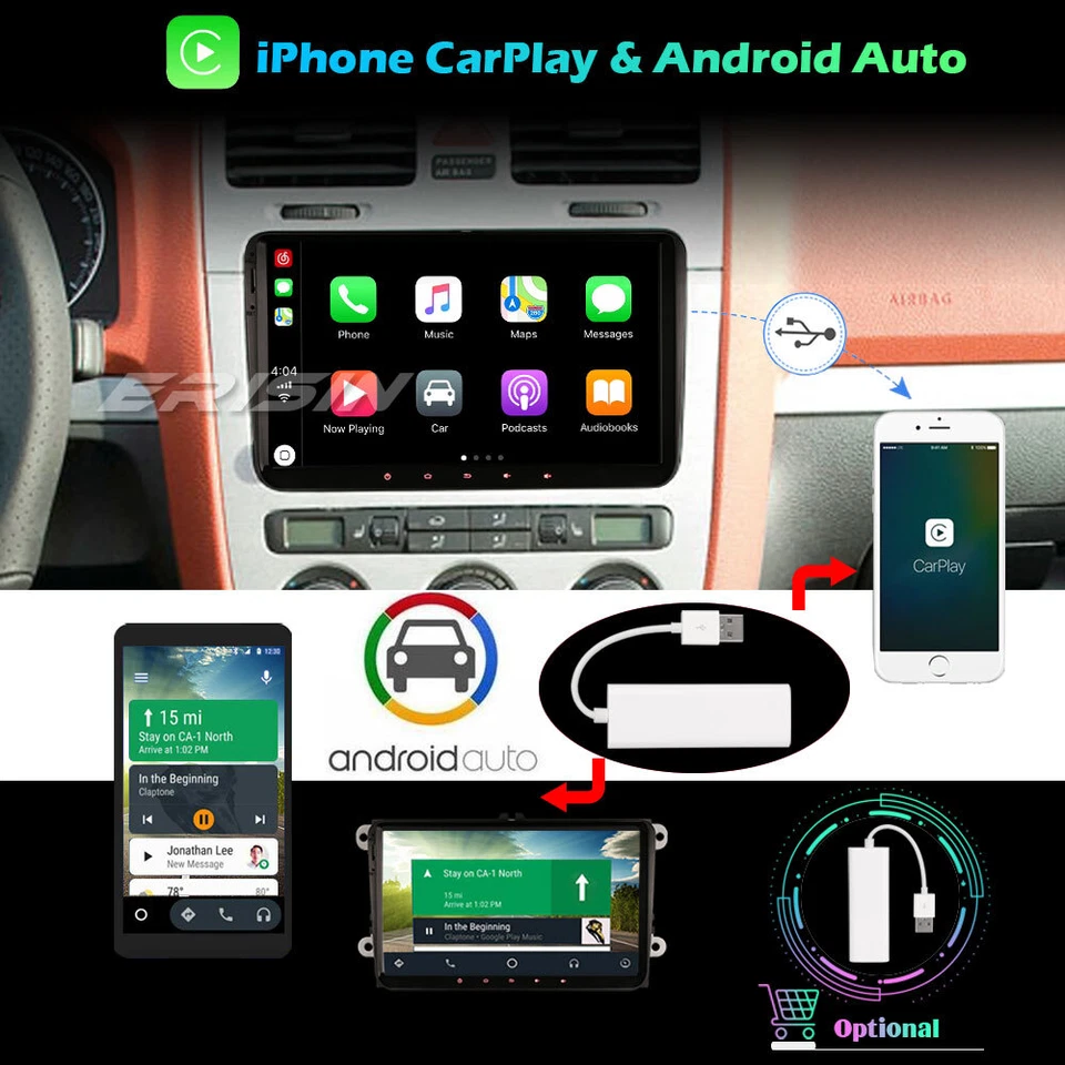 9"DAB+Stereo Android 10.0 Carplay for VW PASSAT GOLF 5/6 SHARAN JETTA SKODA SEAT - Image 4 of 4