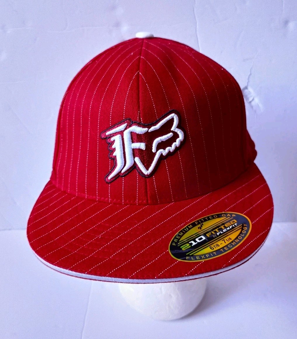 Vintage Fox Racing Fitted Hat Embroidered Pin Stripe Cap NWT | eBay