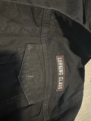 Lurking Class by Sketchy Tank Disconnect Black Denim Skull Jacket Men’s Large L image 7